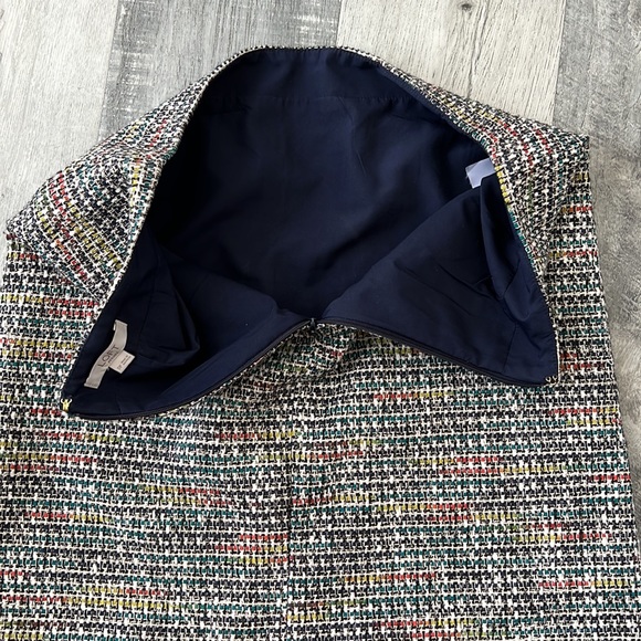 Loft Tweed Like A-line Mini Skirt -- Multicolored Rainbow with Silver Threads - Picture 3 of 7